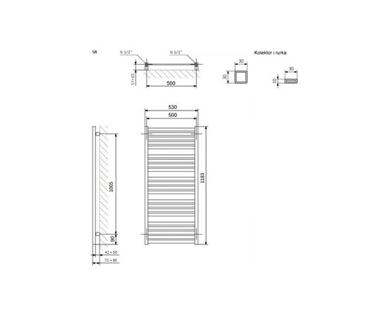 Полотенцесушитель Terma 1185x530 Marlin (WGMAR118053K916SX), изображение 3 Полотенцесушитель Terma 1185x530 Marlin (WGMAR118053K916SX), изображение 3