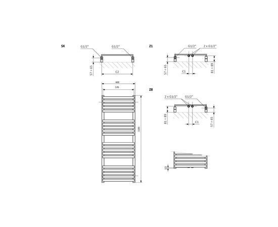Полотенцесушитель Terma 1185х600 Quadrus Slim (WWQSN118060KS96E1P), изображение 3 Полотенцесушитель Terma 1185х600 Quadrus Slim (WWQSN118060KS96E1P), изображение 3