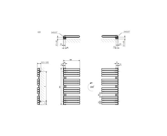 Полотенцесушитель Terma 655x500 Warp S (WGWAS065050K742GD), изображение 3 Полотенцесушитель Terma 655x500 Warp S (WGWAS065050K742GD), изображение 3