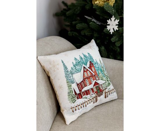 Наволочка Прованс гобеленовая с велюром Праздничный дом 45х45см Домик (4823093450295), изображение 3 Наволочка Прованс гобеленовая с велюром Праздничный дом 45х45см Домик (4823093450295), изображение 3