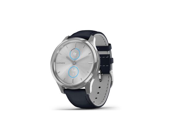 Смарт-часы Garmin vivomove Luxe, S/E EU, Silver, Navy, Leather (010-02241-20)