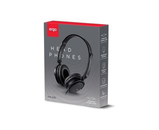 Наушники Ergo VM-430 Black (VM-430K), изображение 2 Наушники Ergo VM-430 Black (VM-430K), изображение 2