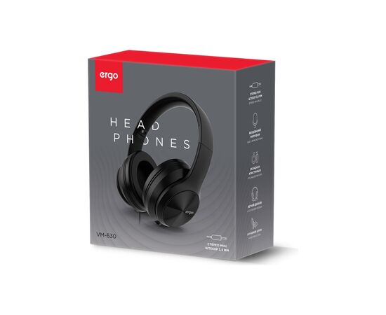 Наушники Ergo VM-630 Black (VM-630K), изображение 2 Наушники Ergo VM-630 Black (VM-630K), изображение 2