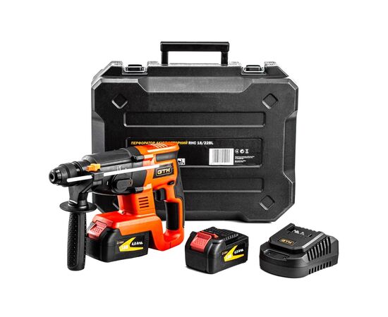 Перфоратор GTM RHC18/22BL, 18В, 2,2Дж, 0-1100об/хв, 2x4Ah, кейс (RHC18/22BL)