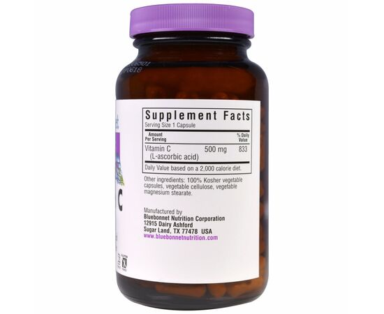 Вітамін Bluebonnet Nutrition Вітамін С 500мг, 180 гелевих капсул (BLB0512), зображення 2