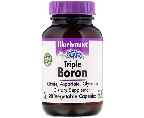 Минералы Bluebonnet Nutrition Тройной бор 3мг, Triple Boron, 90 вегетарианских капсул (BLB-00685)