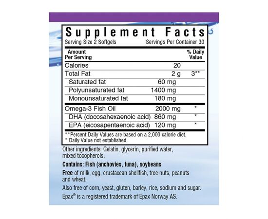 Жирные кислоты Bluebonnet Nutrition Омега-3 Формула для Мозга,  Omega-3 Brain Formula, 60 желат (BLB0944), изображение 2 Жирные кислоты Bluebonnet Nutrition Омега-3 Формула для Мозга,  Omega-3 Brain Formula, 60 желат (BLB0944), изображение 2