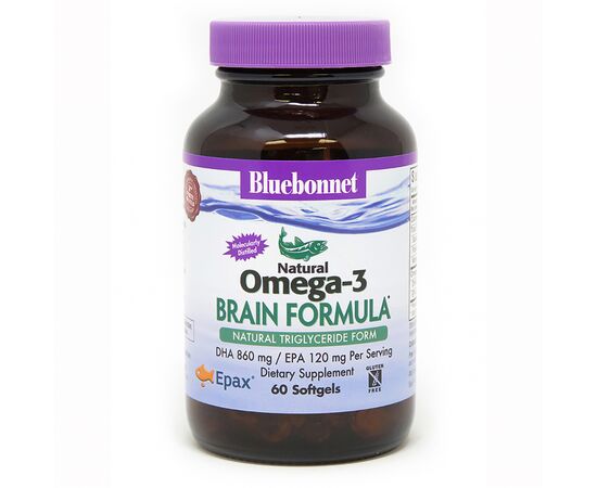 Жирные кислоты Bluebonnet Nutrition Омега-3 Формула для Мозга,  Omega-3 Brain Formula, 60 желат (BLB0944)