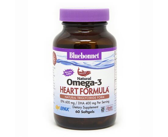 Жирні кислоти Bluebonnet Nutrition Омега-3 Формула для Серця, Omega-3 Heart Formula, 60 желатин (BLB0942)