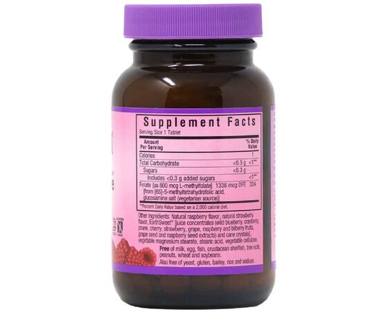 Витамин Bluebonnet Nutrition Метилфолат (B9) 800мкг, Вкус Малины, Earth Sweet Chewables, (BLB0454), изображение 2 Витамин Bluebonnet Nutrition Метилфолат (B9) 800мкг, Вкус Малины, Earth Sweet Chewables, (BLB0454), изображение 2