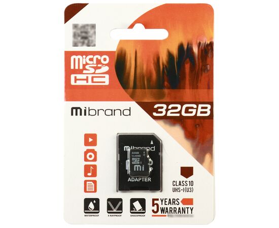 Карта памяти Mibrand 32GB microSD class 10 UHS-I U3 (MICDHU3/32GB-A)