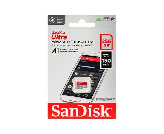 Карта памяти SanDisk 256GB microSD class 10 UHS-I Ultra (SDSQUAC-256G-GN6MN), изображение 3 Карта памяти SanDisk 256GB microSD class 10 UHS-I Ultra (SDSQUAC-256G-GN6MN), изображение 3