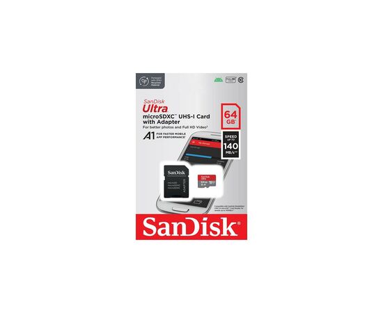 Карта памяти SanDisk 64GB microSD class 10 UHS-I Ultra (SDSQUAB-064G-GN6MA), изображение 5 Карта памяти SanDisk 64GB microSD class 10 UHS-I Ultra (SDSQUAB-064G-GN6MA), изображение 5