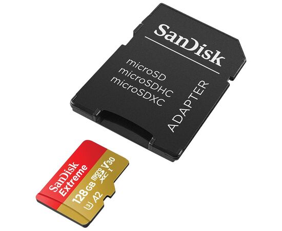 Карта памяти SanDisk 128GB microSD class 10 UHS-I Extreme For Action Cams and Dro (SDSQXAA-128G-GN6AA), изображение 2 Карта памяти SanDisk 128GB microSD class 10 UHS-I Extreme For Action Cams and Dro (SDSQXAA-128G-GN6AA), изображение 2