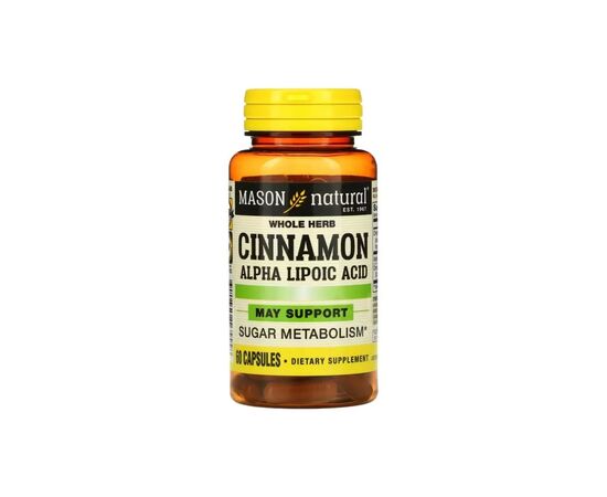 Антиоксидант Mason Natural Корица с альфа-липоевой кислотой, Cinnamon Alpha Lipoic Acid, 60 кап (MAV-16555)