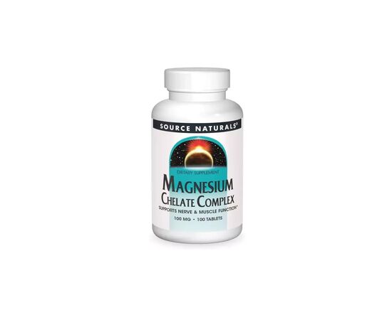 Витаминно-минеральный комплекс Source Naturals Магний Хелат, 100 мг, Magnesium Chelate Complex, 100 таблеток (SN0317)