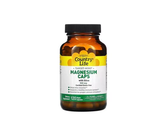 Вітамінно-мінеральний комплекс Country Life Магній з кремнієм, 300 мг, Target-Mins, Magnesium Caps with Silica, 120 вегет. (CLF-02475)