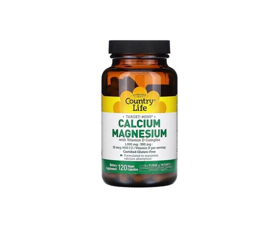 Вітамінно-мінеральний комплекс Country Life Кальцій, Магній та Вітамін D, Calcium Magnesium with Vitamin D, 120 вегет (CLF-02487)