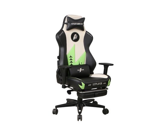 Крісло ігрове 1stPlayer Duke Black-White-Green (Duke BlackWhiteGreen), зображення 3