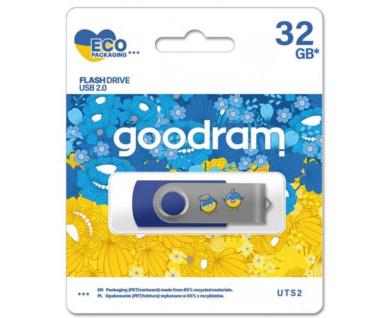 USB флеш накопитель Goodram 32GB UTS2 Ukraine Process Blue USB 2.0 (UTS2-0320B0R11-UA), изображение 2 USB флеш накопитель Goodram 32GB UTS2 Ukraine Process Blue USB 2.0 (UTS2-0320B0R11-UA), изображение 2