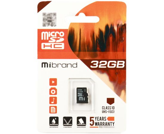 Карта пам'яті Mibrand 32GB microSD class 10 UHS-I U3 (MICDHU3/32GB)