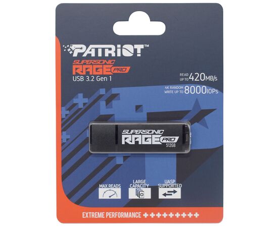 USB флеш накопичувач Patriot 512GB Supersonic Rage Pro USB 3.2 (PEF512GRGPB32U), зображення 4 USB флеш накопичувач Patriot 512GB Supersonic Rage Pro USB 3.2 (PEF512GRGPB32U), зображення 4