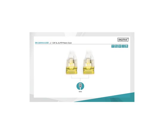 Патч-корд 15м, CAT 6a S-FTP, AWG 26/7, Cu, LSZH, grey Digitus (DK-1644-A-150), зображення 3 Патч-корд 15м, CAT 6a S-FTP, AWG 26/7, Cu, LSZH, grey Digitus (DK-1644-A-150), зображення 3