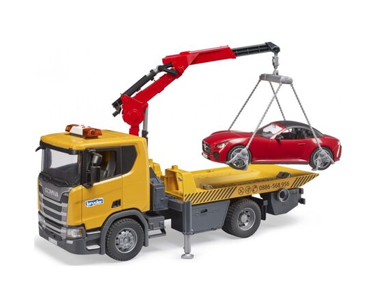 Спецтехника Bruder Эвакуатор Scania Super 560R с краном-манипулятором и автомобиль Roadster (03552), изображение 2