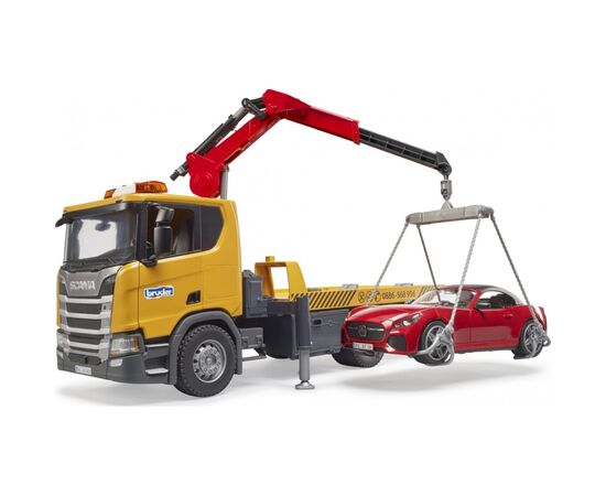 Спецтехника Bruder Эвакуатор Scania Super 560R с краном-манипулятором и автомобиль Roadster (03552), изображение 3