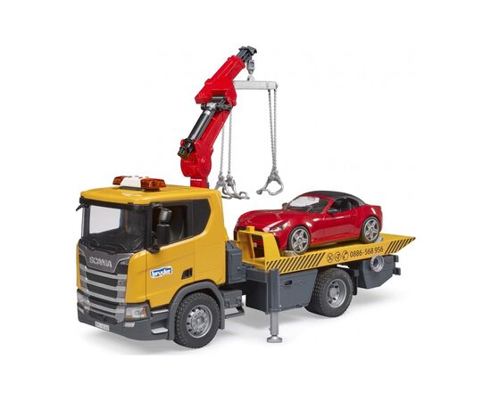 Спецтехника Bruder Эвакуатор Scania Super 560R с краном-манипулятором и автомобиль Roadster (03552), изображение 6