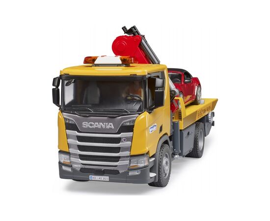 Спецтехника Bruder Эвакуатор Scania Super 560R с краном-манипулятором и автомобиль Roadster (03552), изображение 7