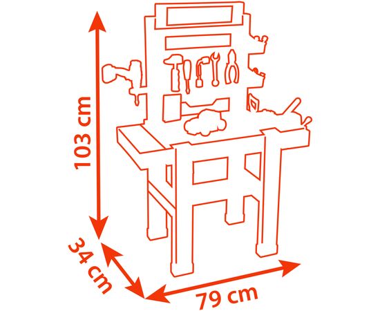 Игровой набор Smoby Black+Decker Блэк+Деккер Мастерская 92 аксессуара (360727), изображение 4