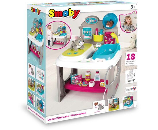 Игровой набор Smoby Ветеринарный центр с котиком и хомяком (340404), изображение 2 Игровой набор Smoby Ветеринарный центр с котиком и хомяком (340404), изображение 2
