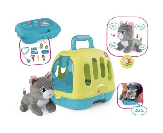 Игровой набор Smoby Ветеринар по уходу за котенком с переноской и кейсом 10 аксессуаров (340302), изображение 7 Игровой набор Smoby Ветеринар по уходу за котенком с переноской и кейсом 10 аксессуаров (340302), изображение 7