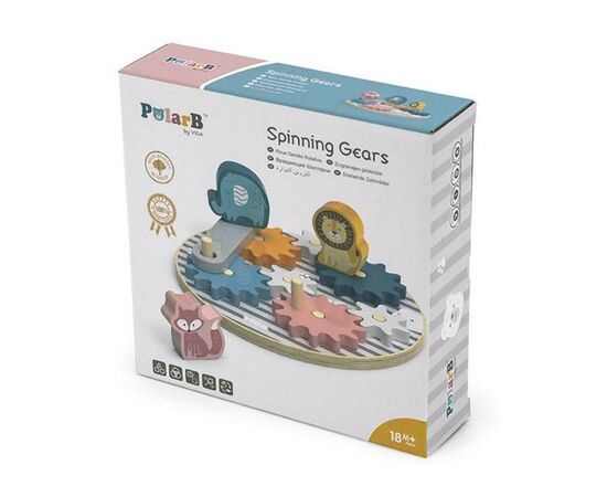 Развивающая игрушка Viga Toys PolarB Шестеренки и животные (44006), изображение 2 Развивающая игрушка Viga Toys PolarB Шестеренки и животные (44006), изображение 2