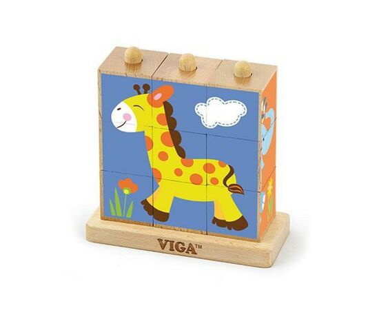 Развивающая игрушка Viga Toys Пазл-кубики вертикальный Сафари (50834)