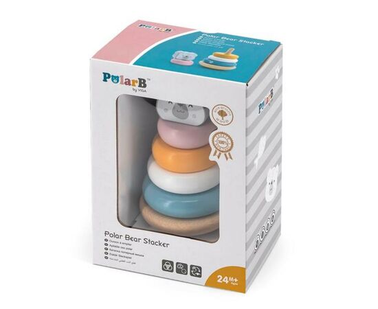 Развивающая игрушка Viga Toys Пирамидка PolarB Белый медведь (44005), изображение 2 Развивающая игрушка Viga Toys Пирамидка PolarB Белый медведь (44005), изображение 2