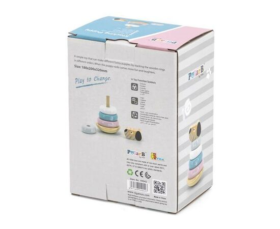 Развивающая игрушка Viga Toys Пирамидка PolarB Собачка (44042), изображение 4 Развивающая игрушка Viga Toys Пирамидка PolarB Собачка (44042), изображение 4