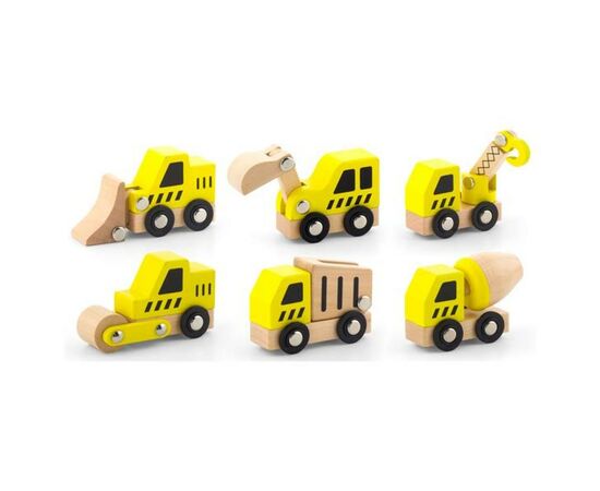 Развивающая игрушка Viga Toys Набор машинок Стройтехника 6 шт. в дисплее (50541), изображение 2 Развивающая игрушка Viga Toys Набор машинок Стройтехника 6 шт. в дисплее (50541), изображение 2
