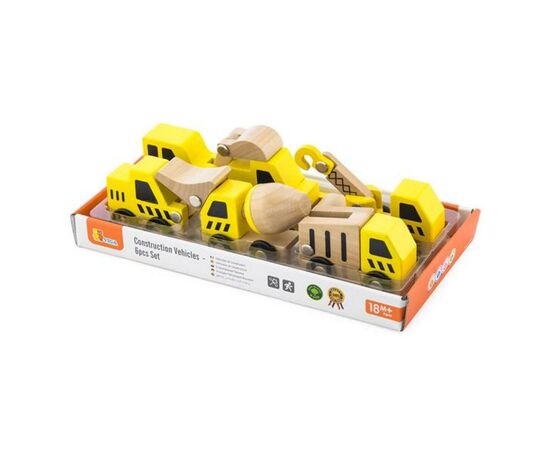 Розвиваюча іграшка Viga Toys Набір машинок Будтехніка 6 шт. в дисплеї (50541)