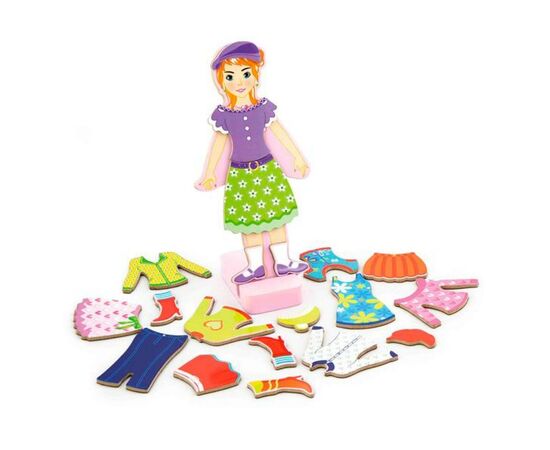 Ігровий набір Viga Toys Гардероб дівчинки на магнітах (59652)