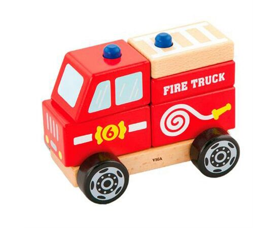 Развивающая игрушка Viga Toys пирамидка Пожарная машинка (50203FSC), изображение 2 Развивающая игрушка Viga Toys пирамидка Пожарная машинка (50203FSC), изображение 2