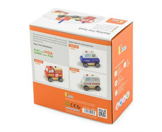Развивающая игрушка Viga Toys пирамидка Пожарная машинка (50203FSC), изображение 4 Развивающая игрушка Viga Toys пирамидка Пожарная машинка (50203FSC), изображение 4