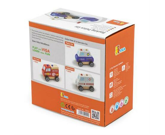 Развивающая игрушка Viga Toys пирамидка Полицейская машинка (50201FSC), изображение 3 Развивающая игрушка Viga Toys пирамидка Полицейская машинка (50201FSC), изображение 3