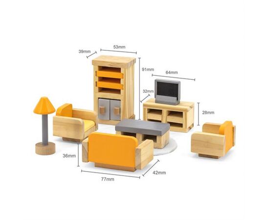 Игровой набор Viga Toys Деревянная мебель для кукол PolarB Гостиная (44037), изображение 3