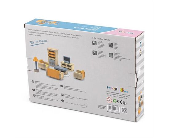 Игровой набор Viga Toys Деревянная мебель для кукол PolarB Гостиная (44037), изображение 5