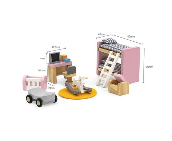 Игровой набор Viga Toys Деревянная мебель для кукол PolarB Детская комната (44036), изображение 3