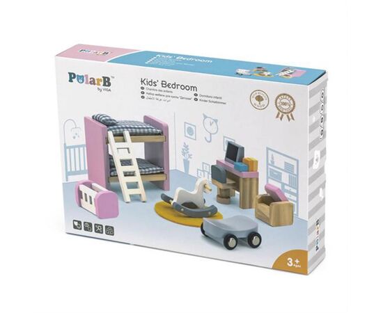 Игровой набор Viga Toys Деревянная мебель для кукол PolarB Детская комната (44036), изображение 4