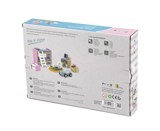 Игровой набор Viga Toys Деревянная мебель для кукол PolarB Детская комната (44036), изображение 5