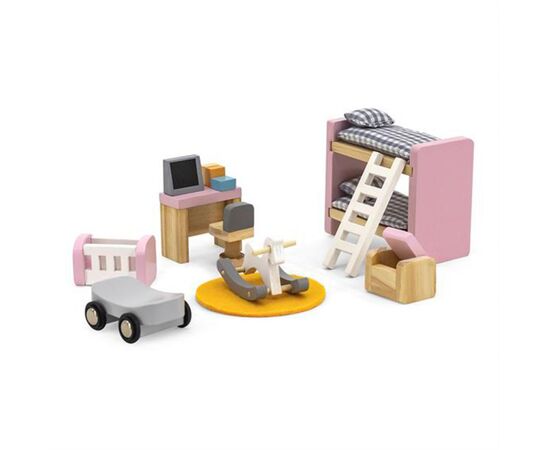 Ігровий набір Viga Toys Дерев'яні меблі для ляльок PolarB Дитяча кімната (44036)